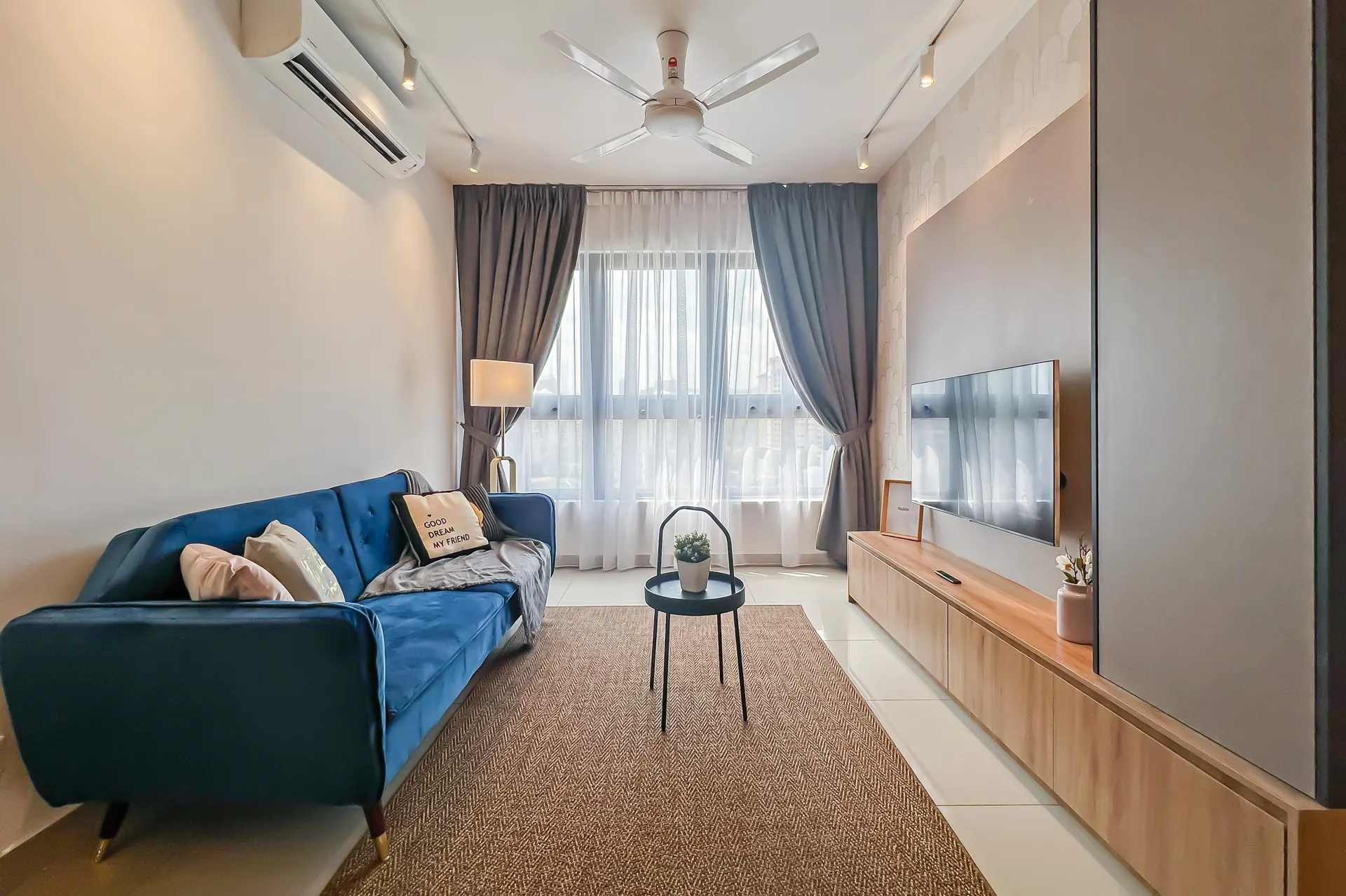 Living room of a short-stay condominium unit managed by WefieHome in Kuala Lumpur