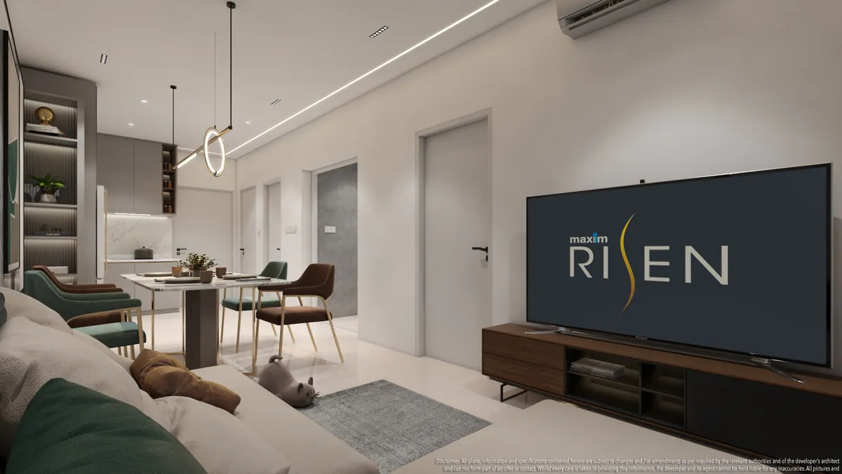 Artist's impression of a Maxim Risen condominium unit living and dining area